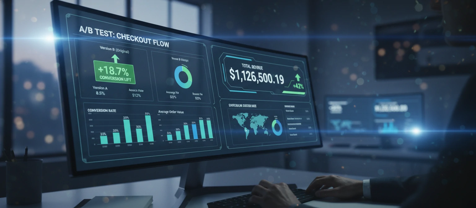Conversion rate optimization dashboard with A-B testing data