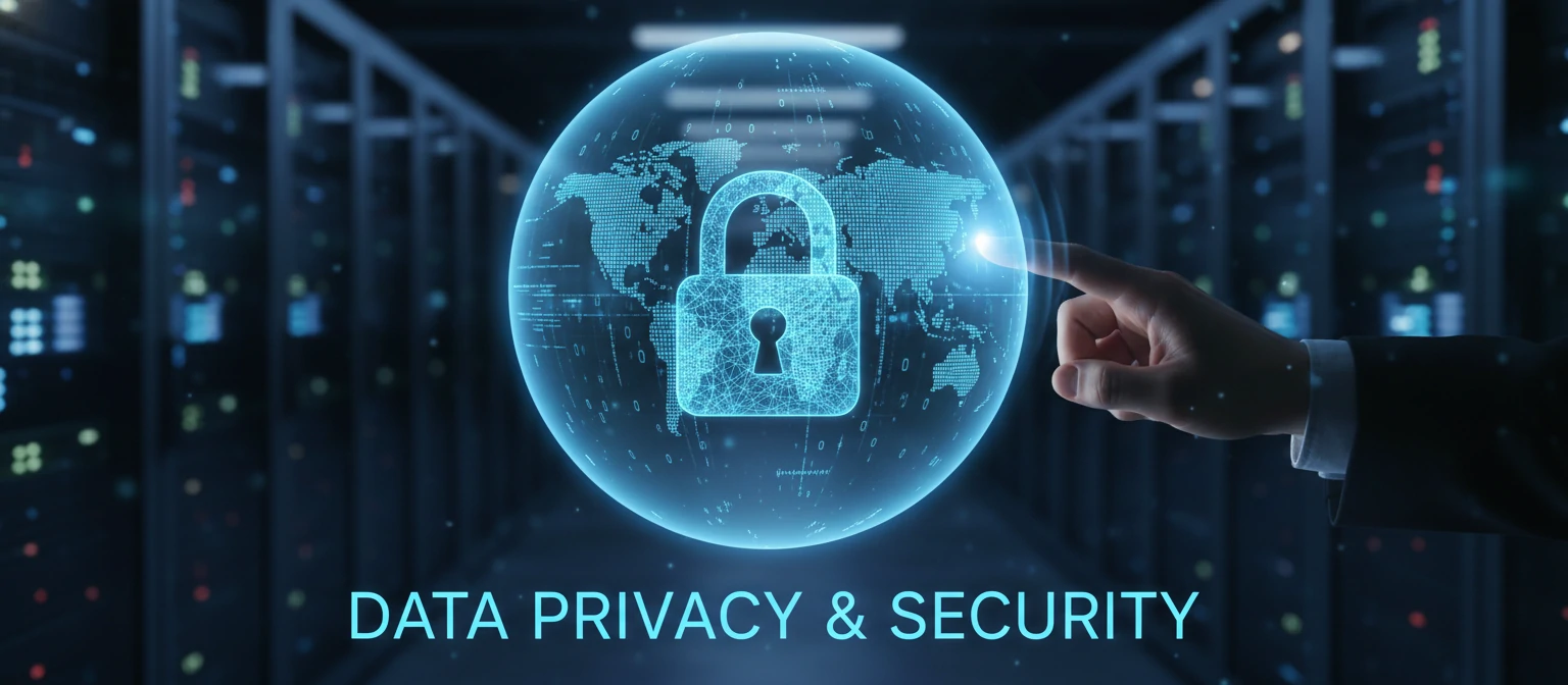 Data privacy and security concept with digital lock visualization