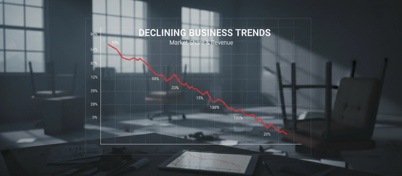 Declining business trends and market charts