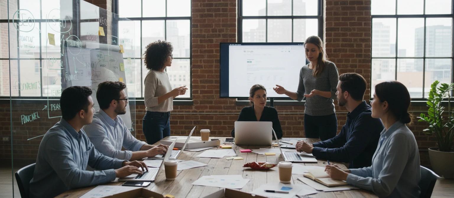 Digital marketing strategy planning and brainstorming session