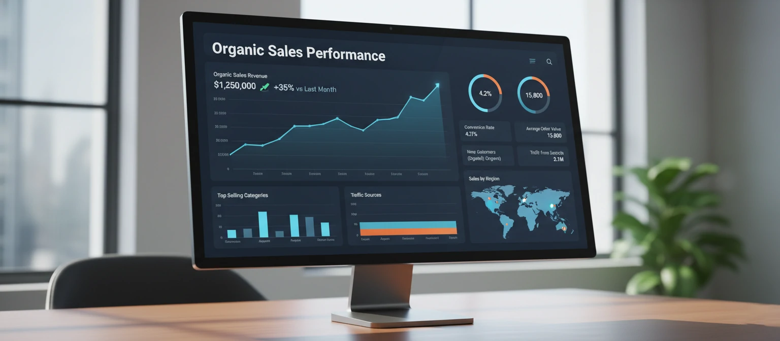 E-commerce dashboard showing organic sales growth
