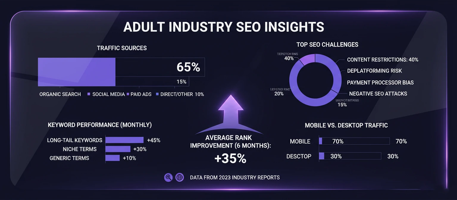 Infographic showing SEO statistics for adult industries