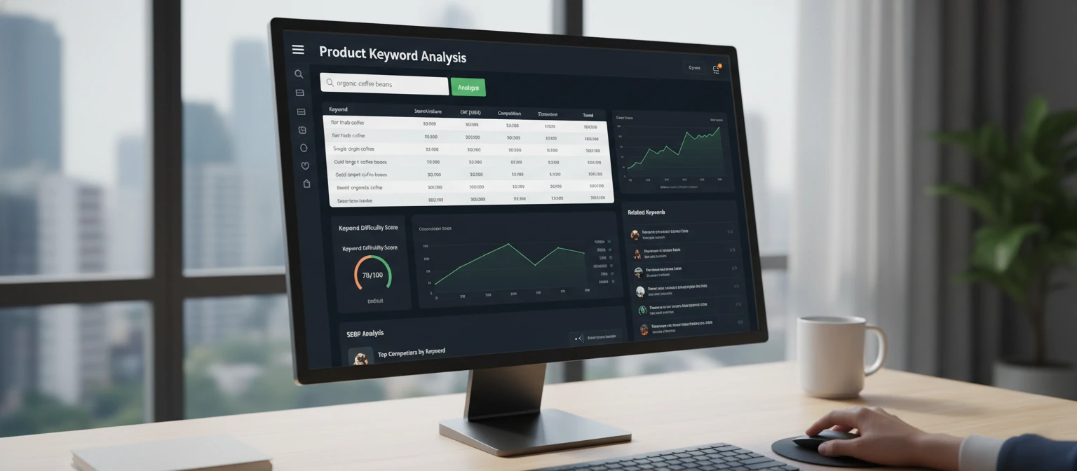 Keyword research analytics for e-commerce products