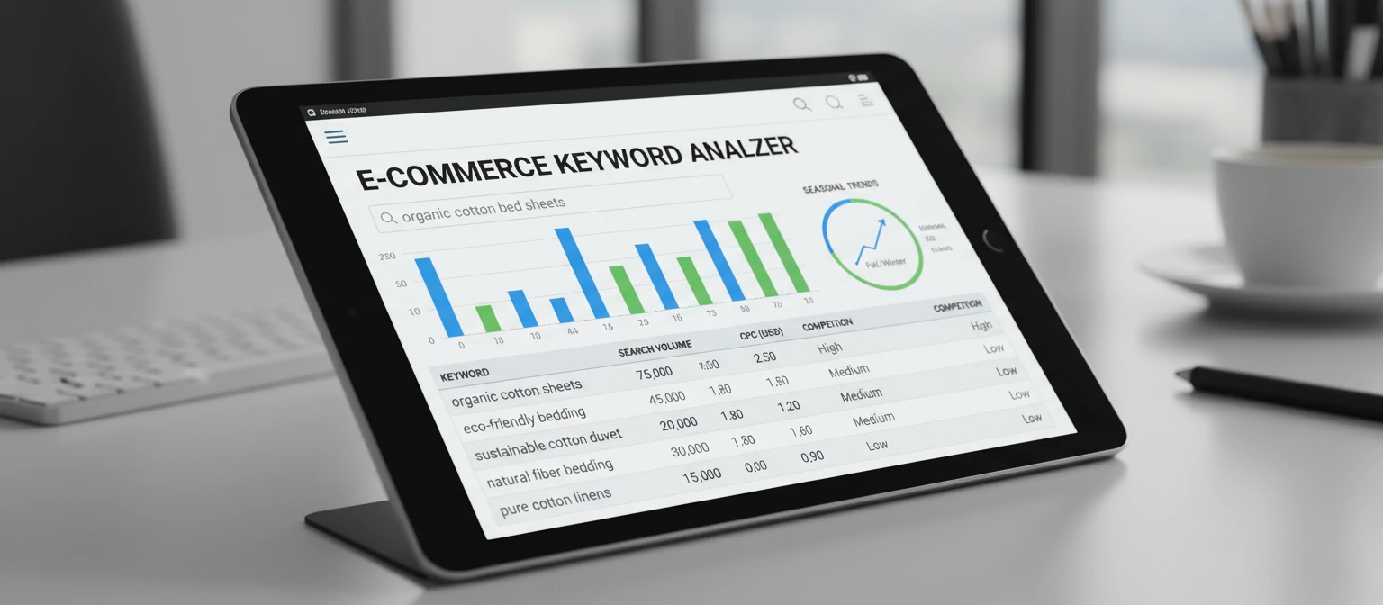 Keyword research tool showing e-commerce search data