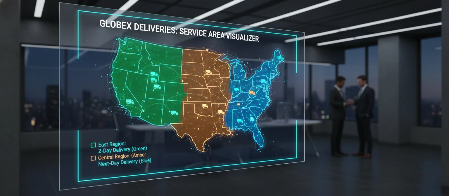 Map visualization showing service areas