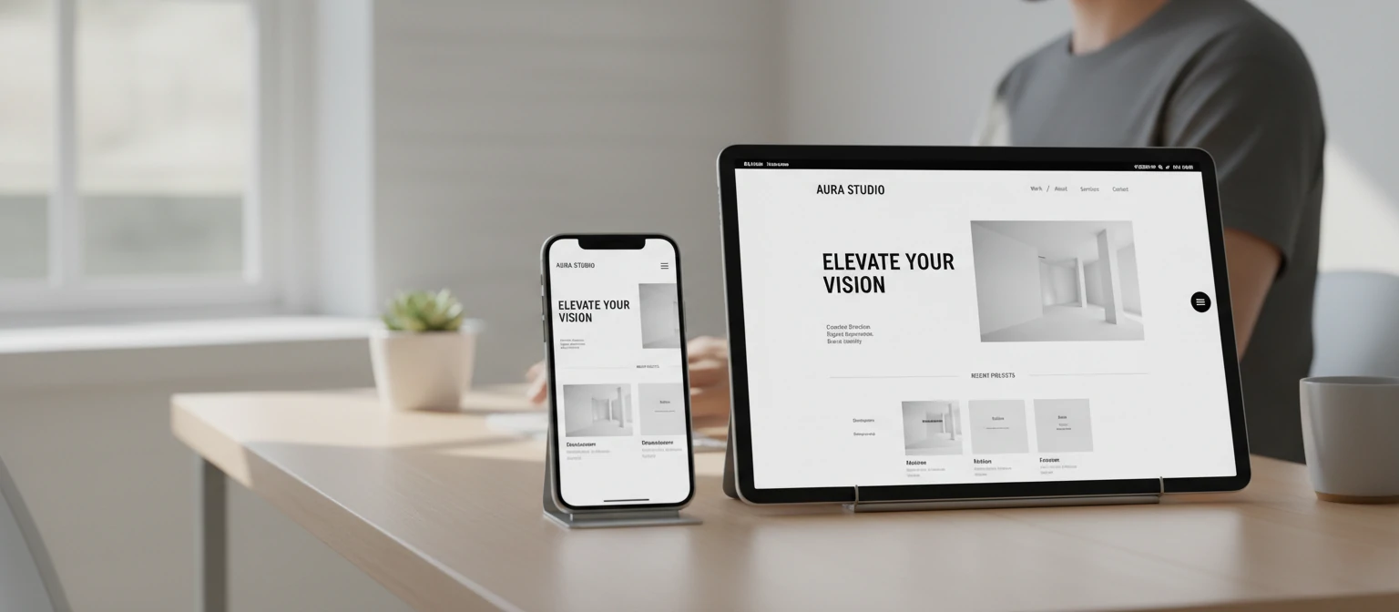 Mobile responsive web design shown on smartphone and tablet screens