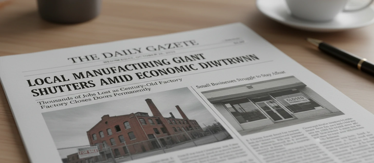 News headlines about business closure