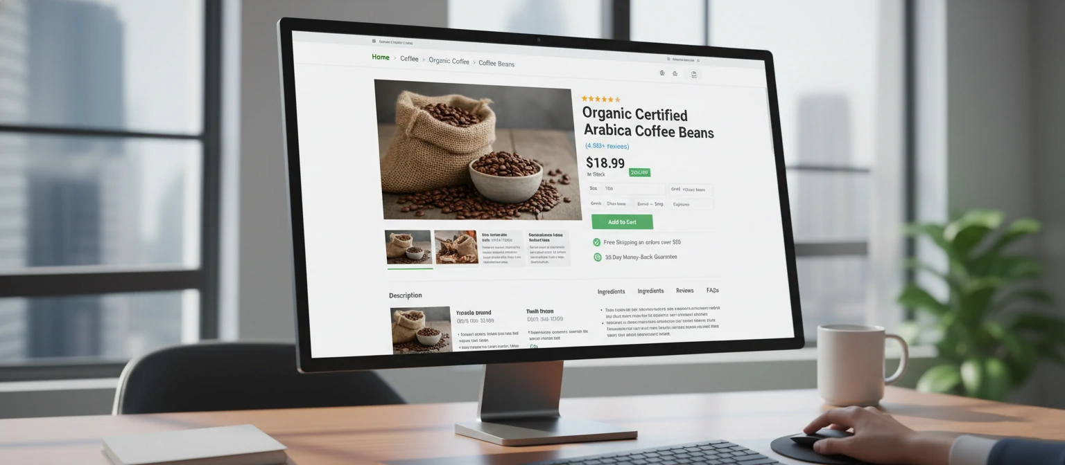 Optimized e-commerce product page layout