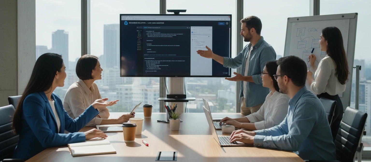 Partnership meeting between client and development team