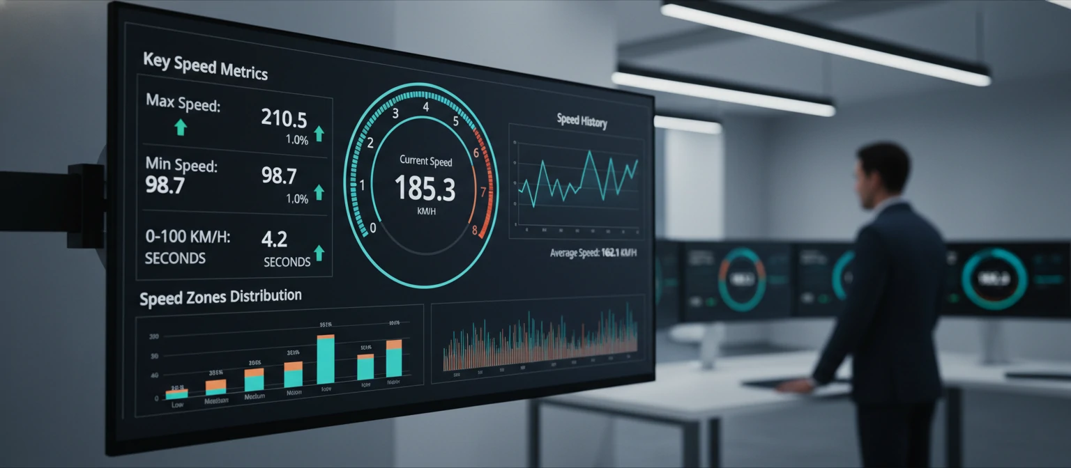 Performance analytics dashboard showing speed metrics