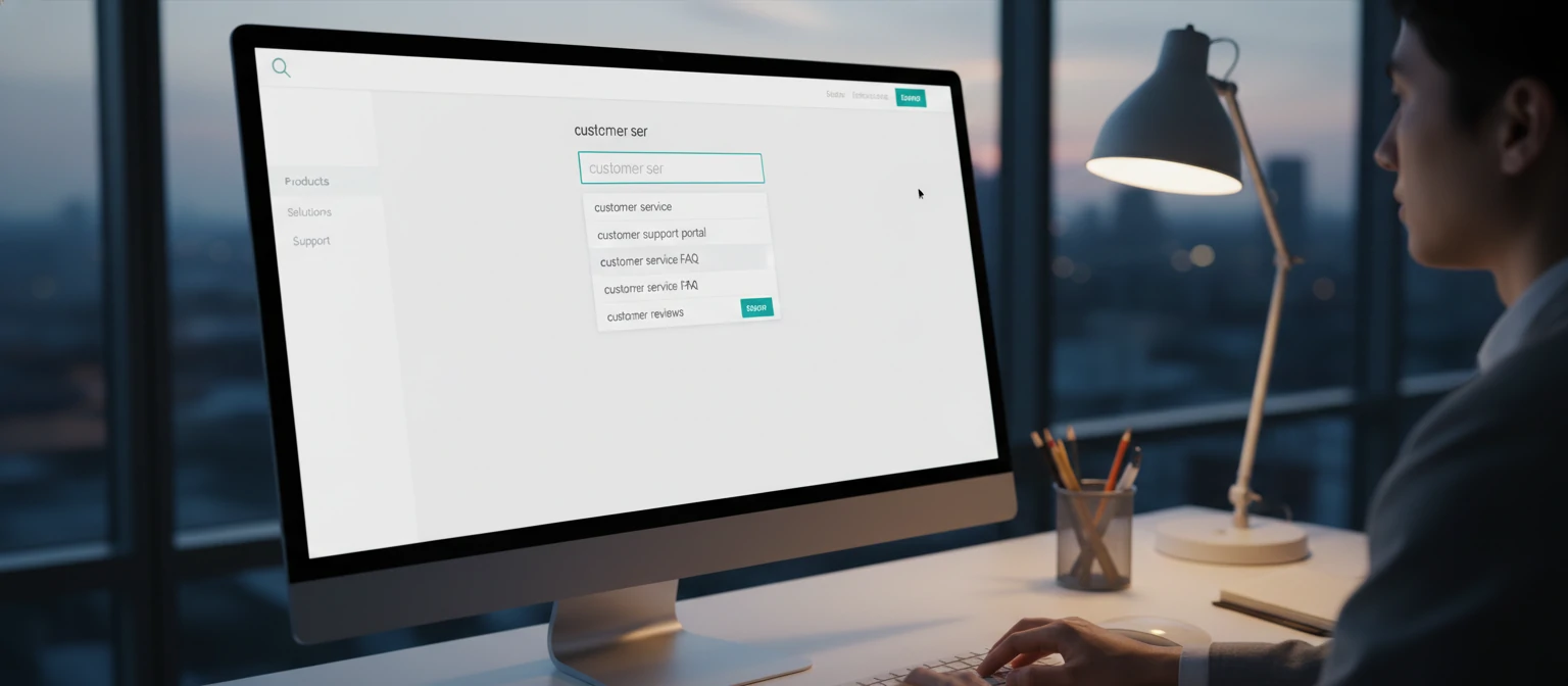 Search interface design with autocomplete suggestions on a modern website
