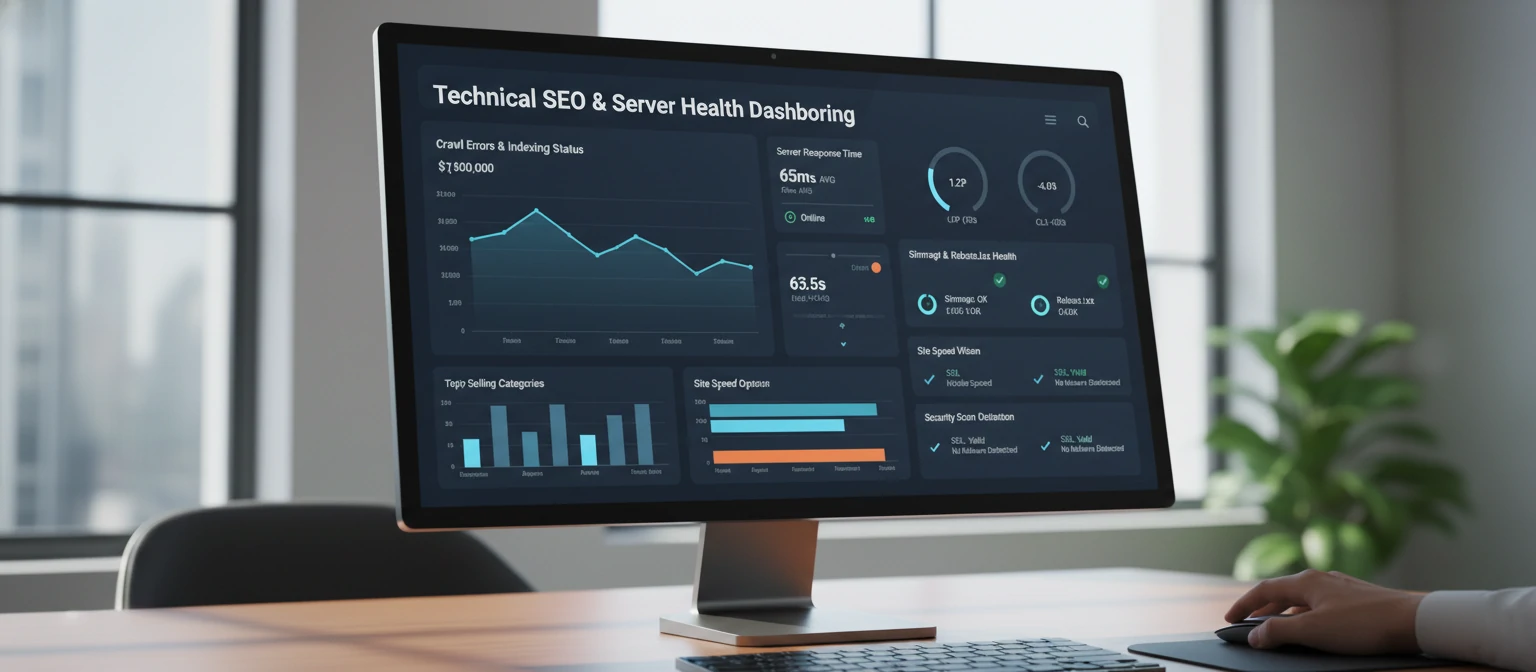 Technical SEO server monitoring dashboard