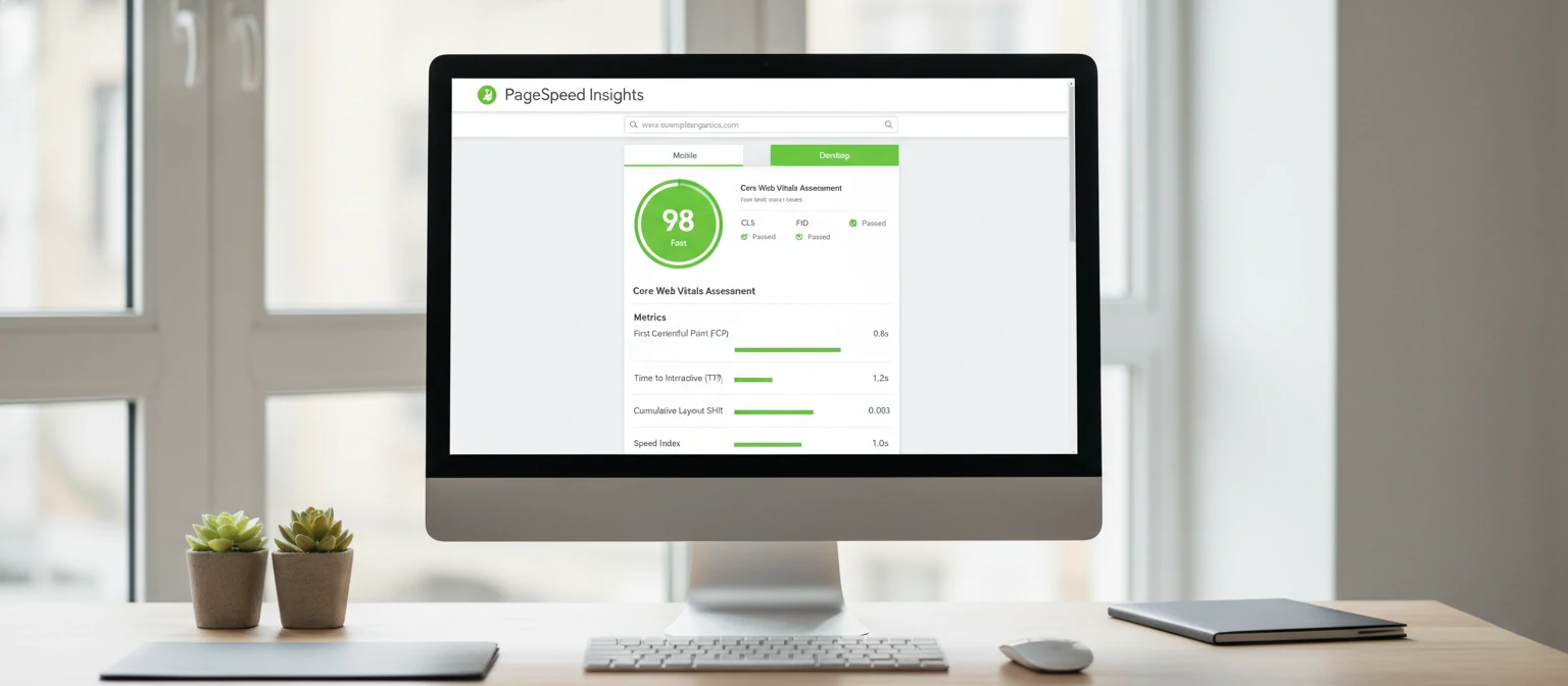 Website speed test results or PageSpeed insights screenshot