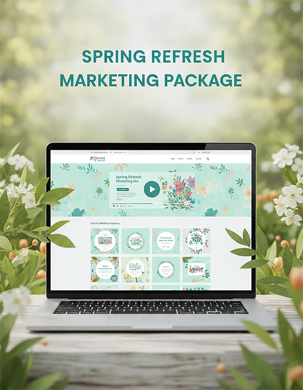 A bright and vibrant promotional graphic for the Spring Refresh Marketing Package