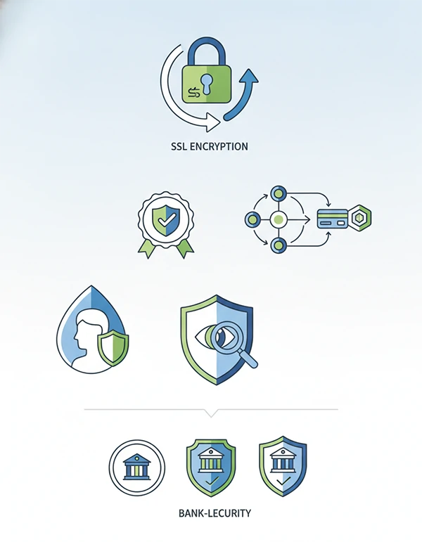A comprehensive payment security infographic showcasing the multiple layers of financial data protection
