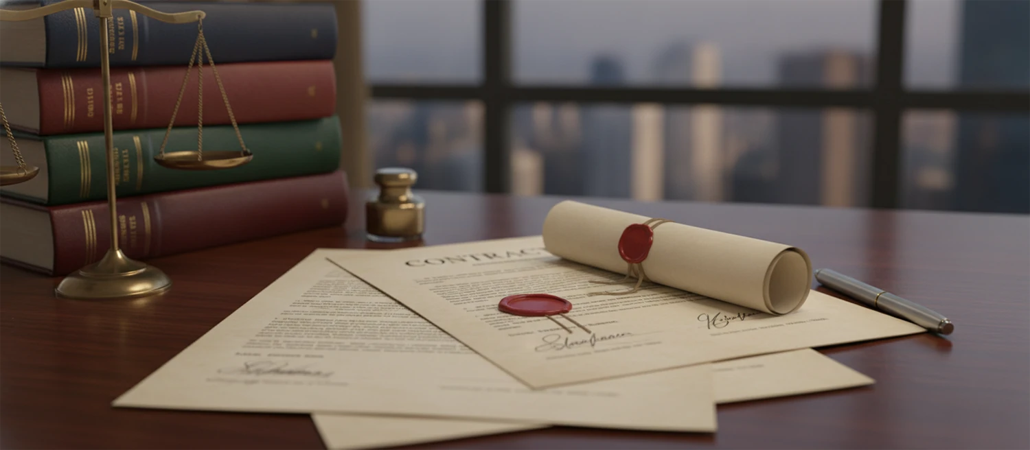 A legal documents and contract agreement concept