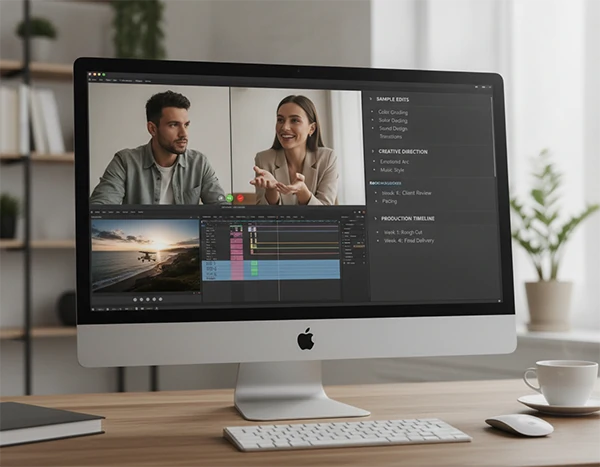A video consultation meeting with editor and client
