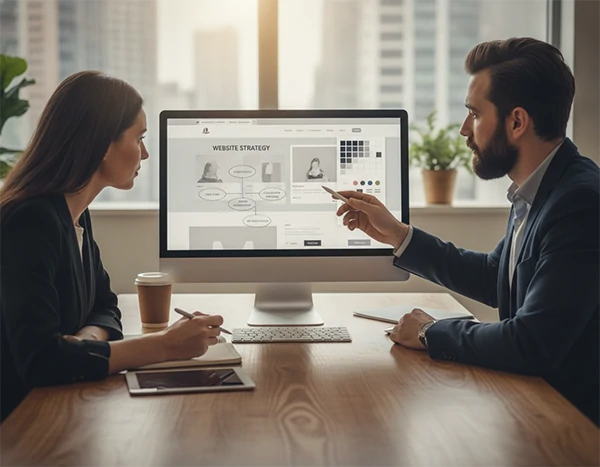 A web design consultation meeting