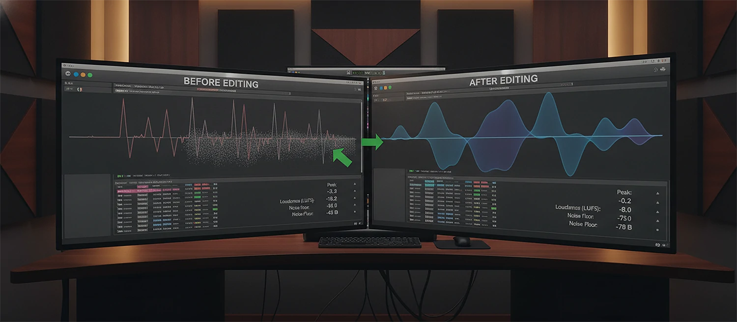 Before and After Audio Waveform