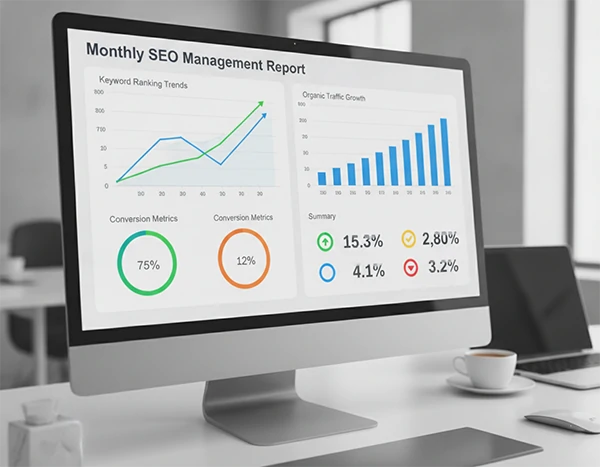 Monthly SEO management report dashboard