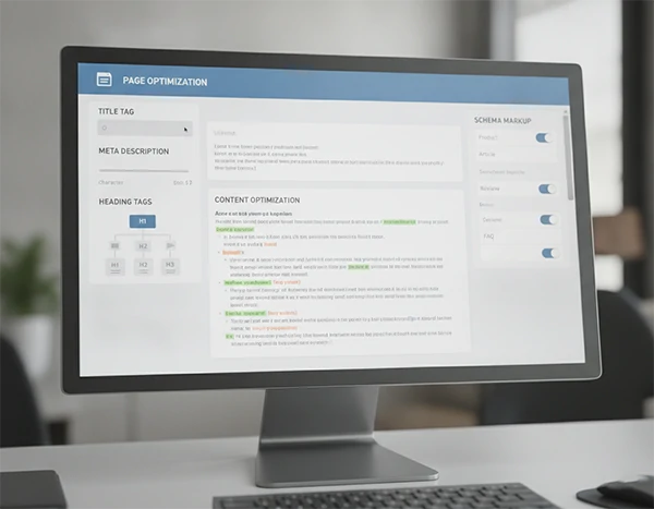On-page SEO optimization interface
