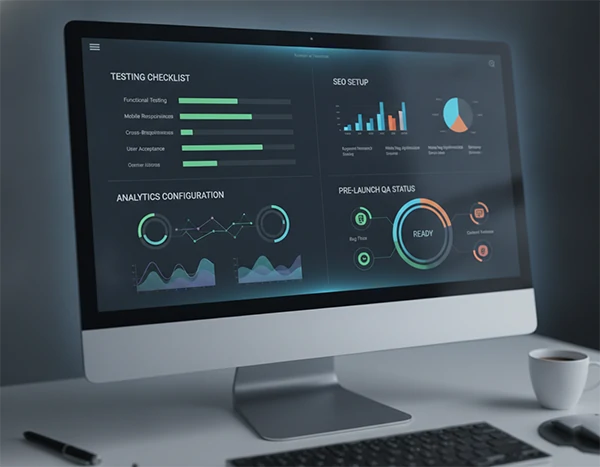 Website launch preparation dashboard