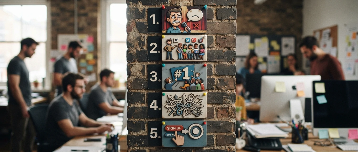 A Mistakes Wall with numbered icons