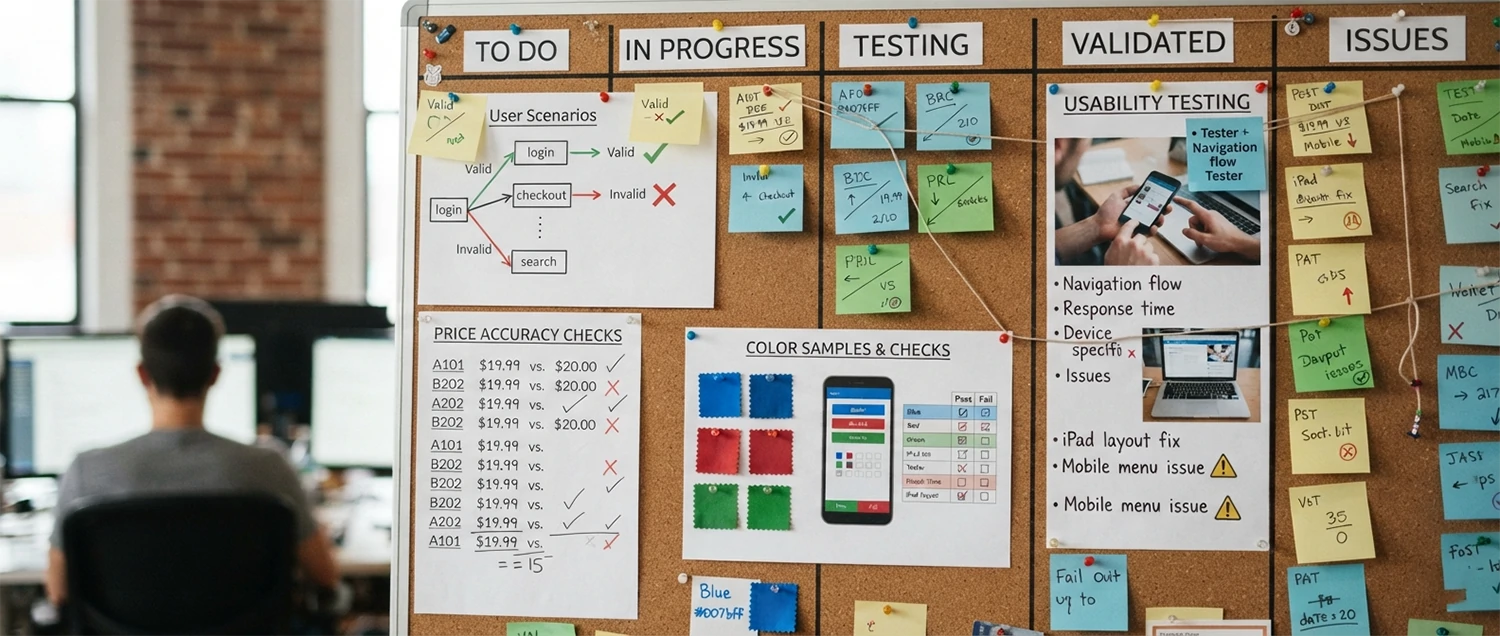 A QA board covering valid and invalid combinations