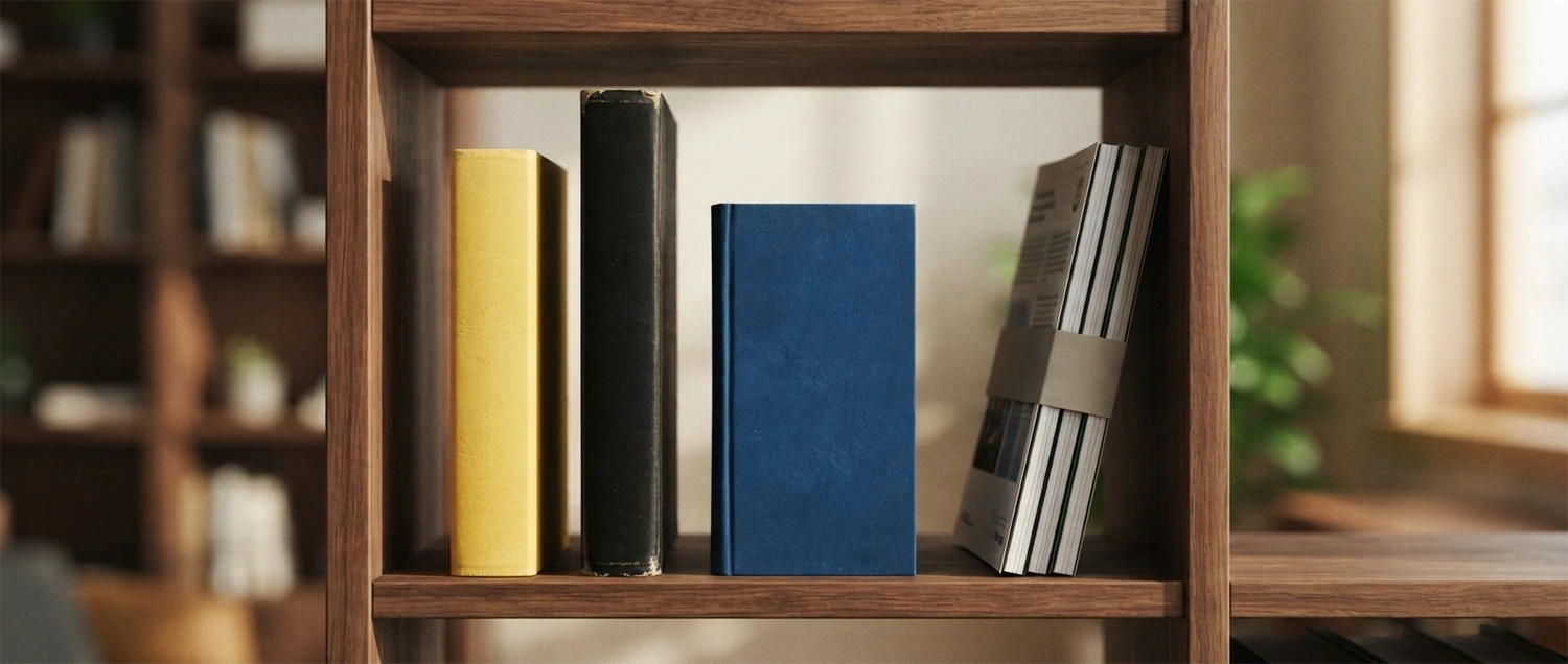 A bookshelf-style graphic showing recommended resources