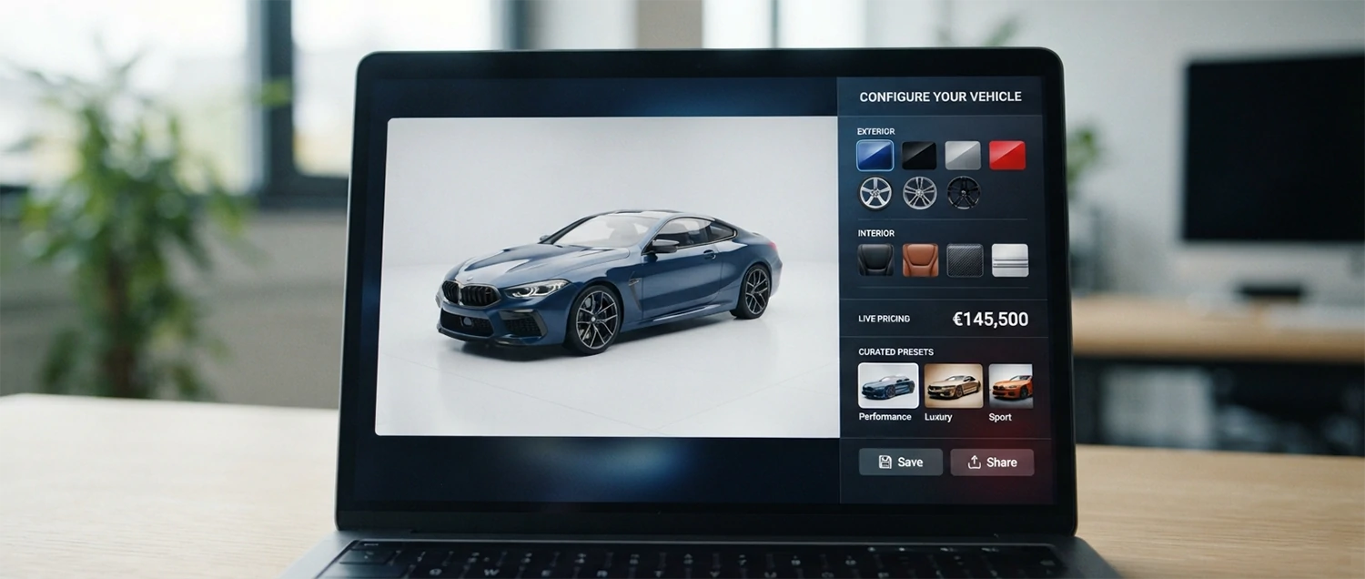 A clean configurator UI with grouped options