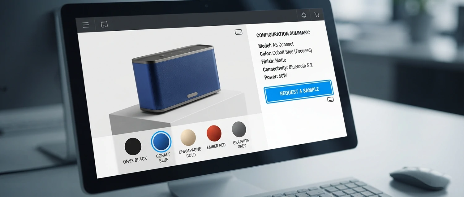 A configurator with keyboard focus states