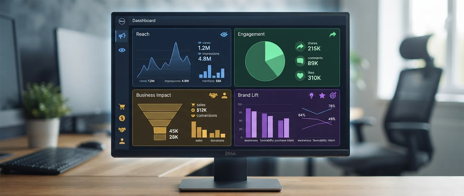 A measurement dashboard with four quadrants