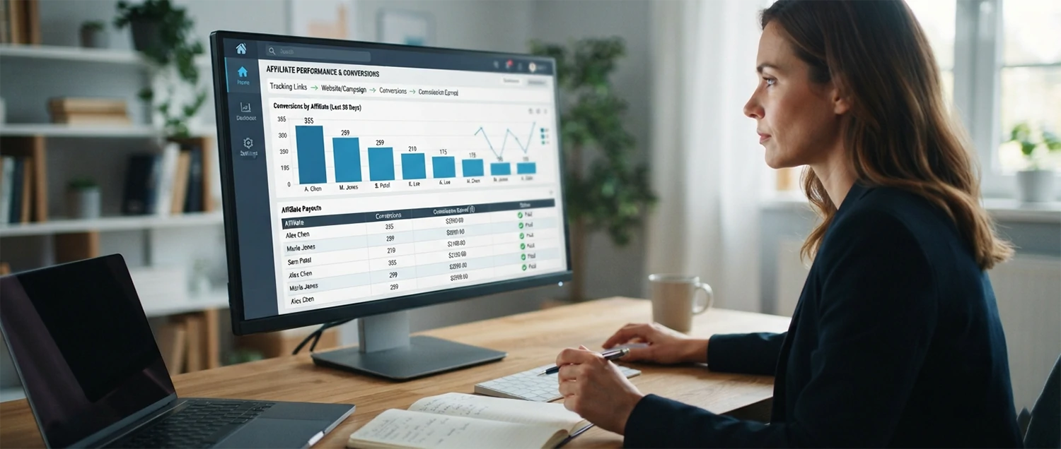 Tracking links attributing conversions to affiliates