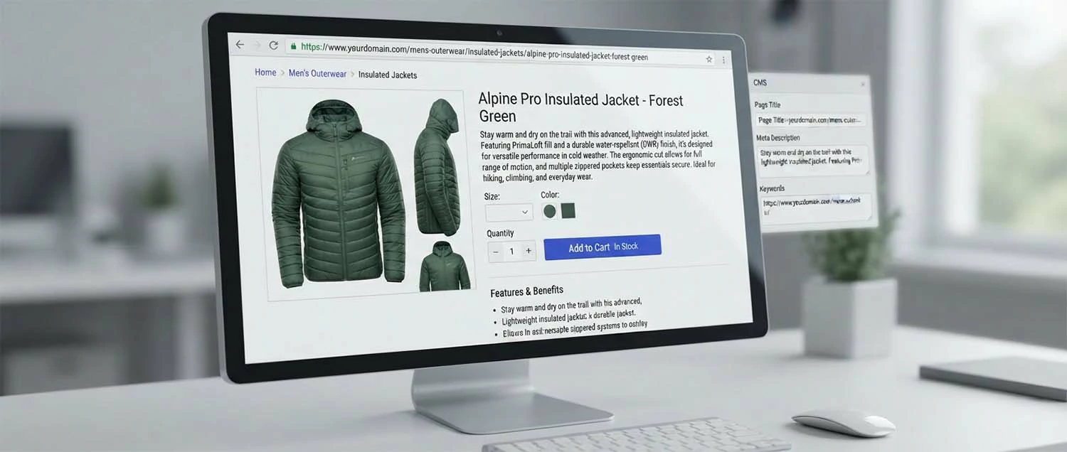 A BigCommerce product and category page optimized with unique content