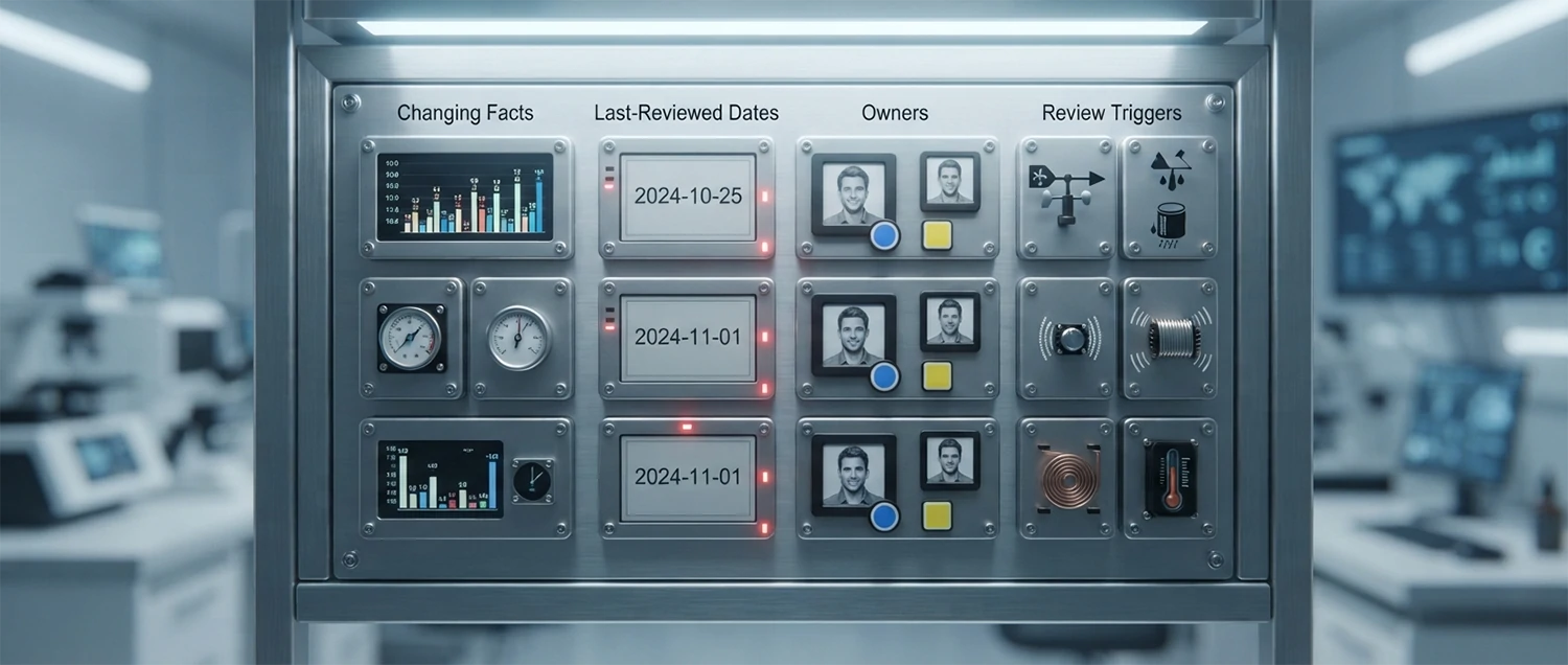 A freshness dashboard tracking changing facts