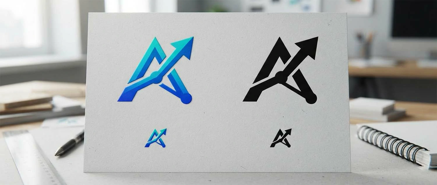 A logo shown working tiny, large, in colour, and in black~1