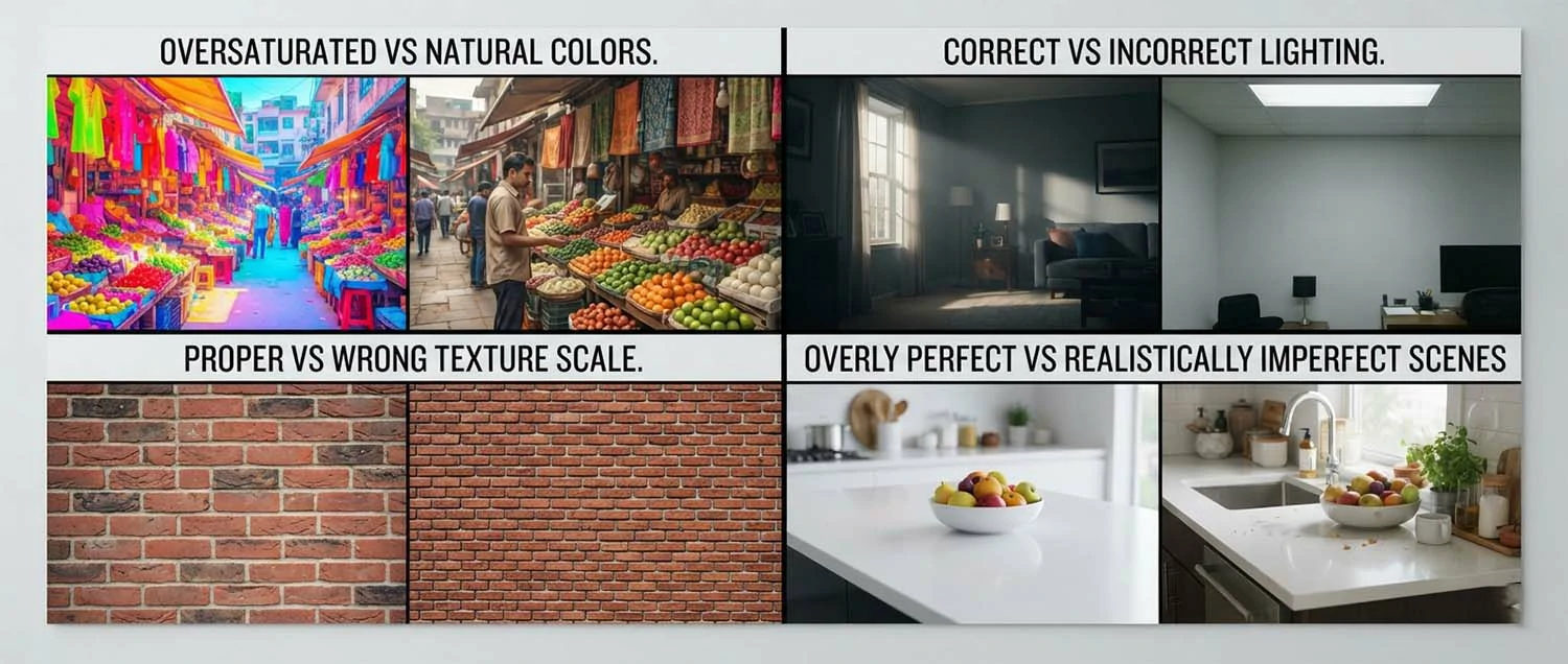 A mistake comparison showing oversaturated vs natural colors