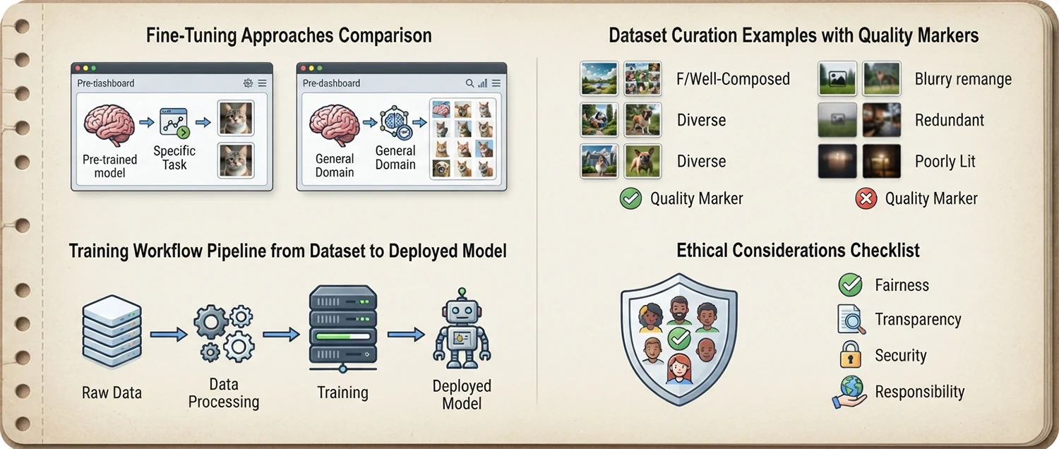 A model training infographic showing fine-tuning approaches comparison