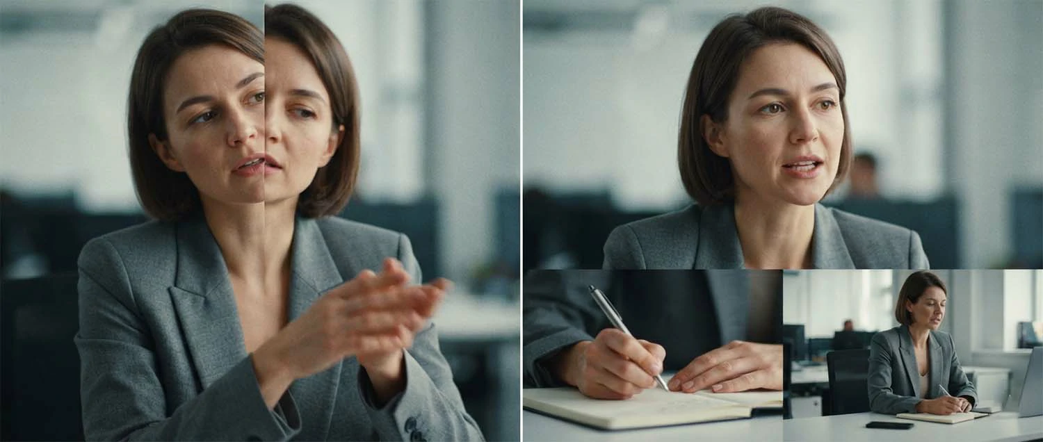 A visible jump cut in a talking head