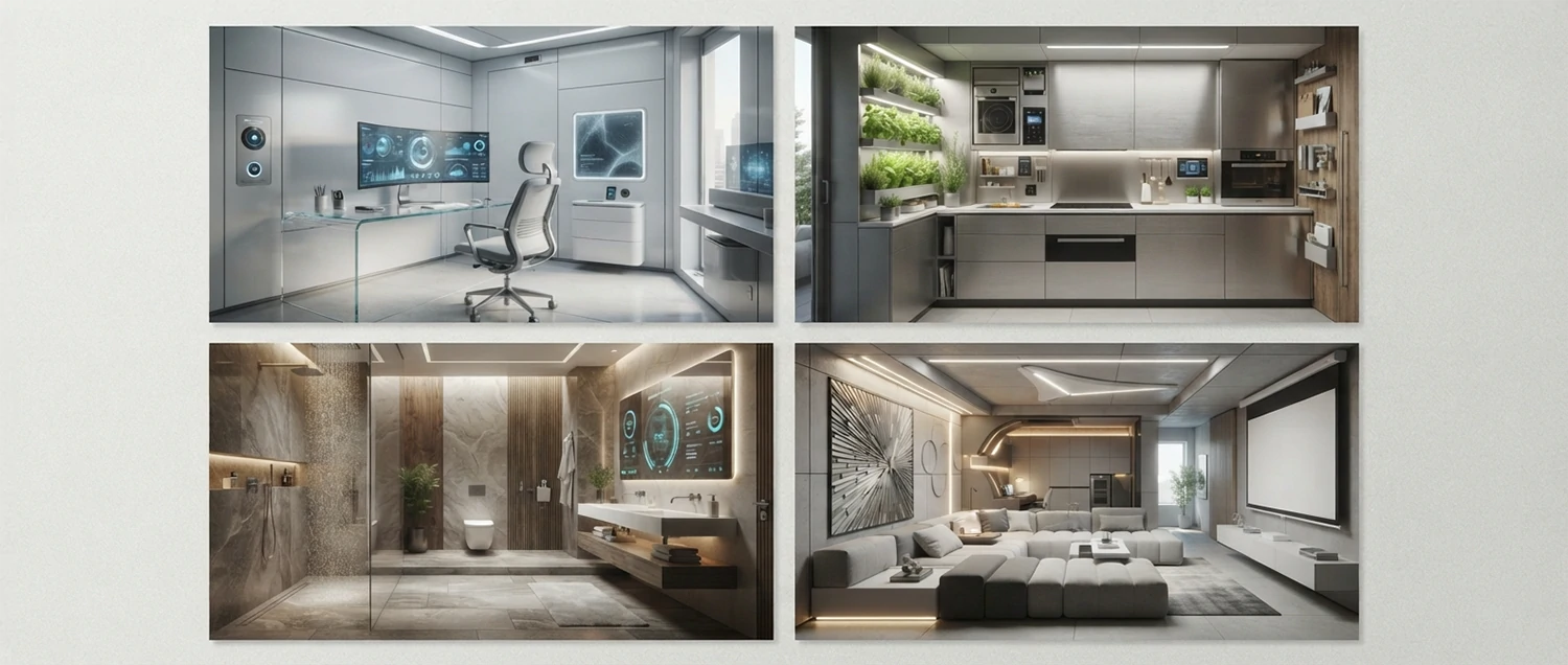 AI-designed rooms showing different room type specializations