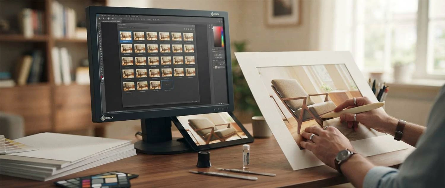 AI handling everyday upscaling while a pro perfects a key print