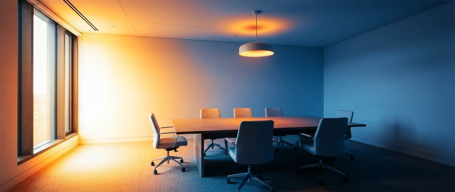 AI lighting analysis showing illuminance distribution in a room