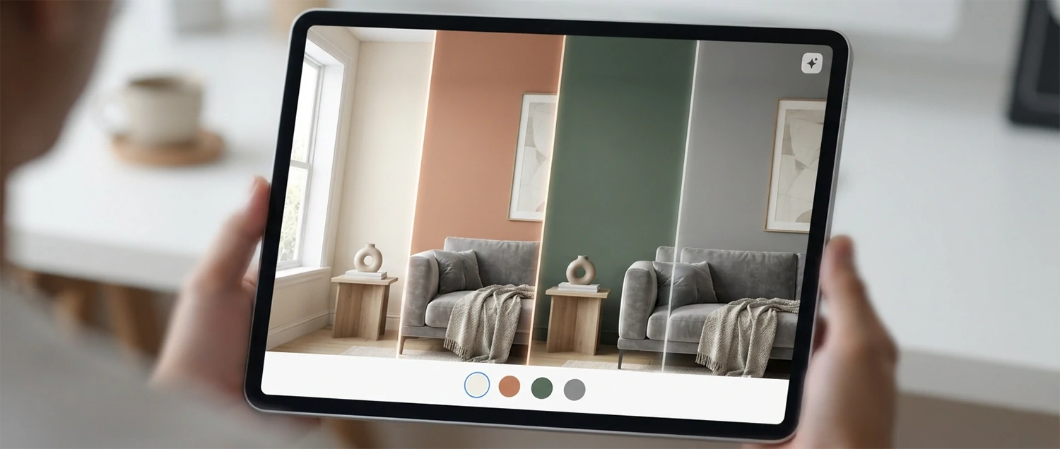 AI paint visualization showing different wall color options
