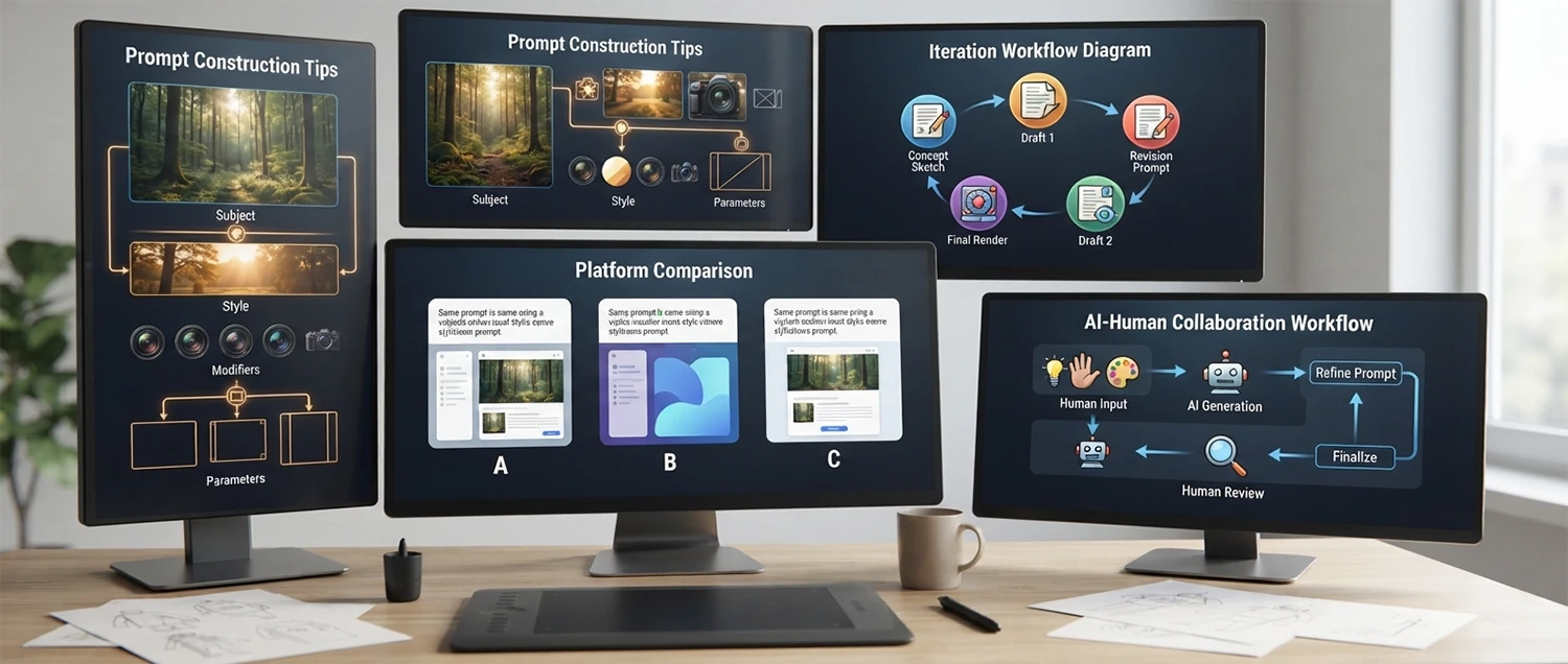 Best practices infographic showing prompt construction tips