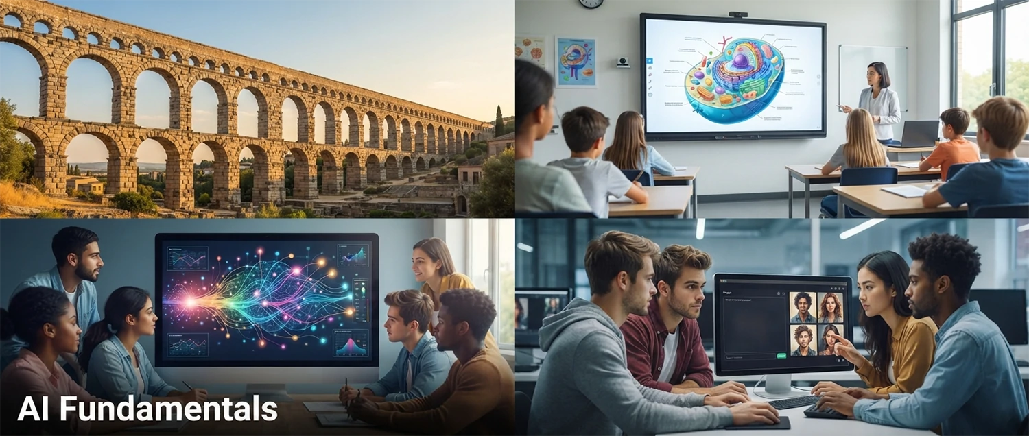 Educational applications showing AI-generated textbook illustrations