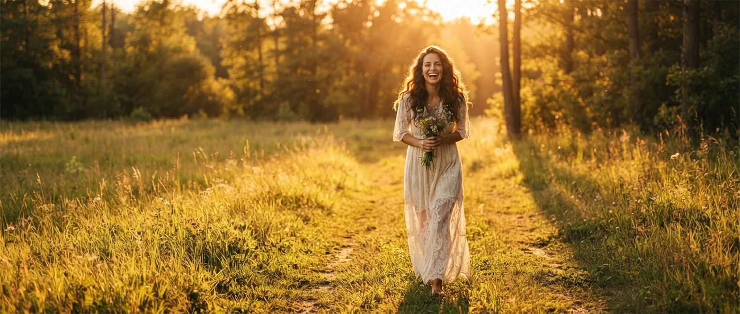 Golden hour photo shoot showing the beautiful warm natural light