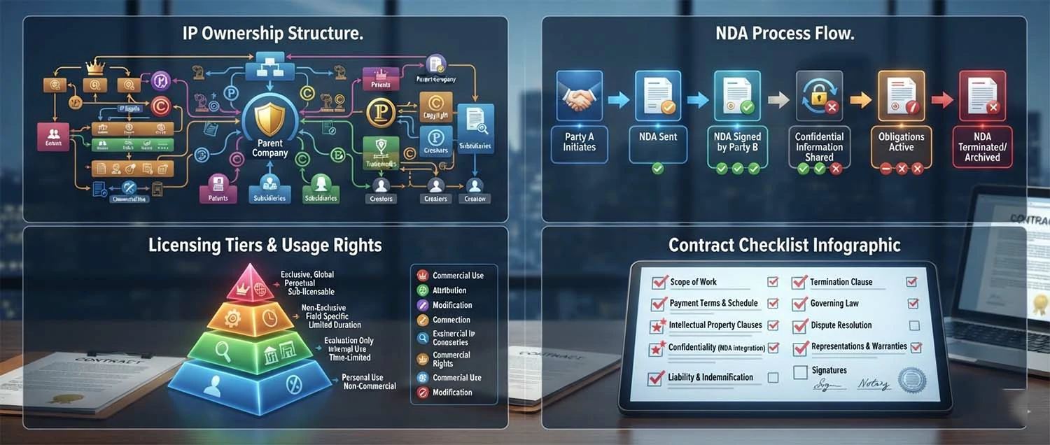 Legal considerations diagram showing IP ownership structure