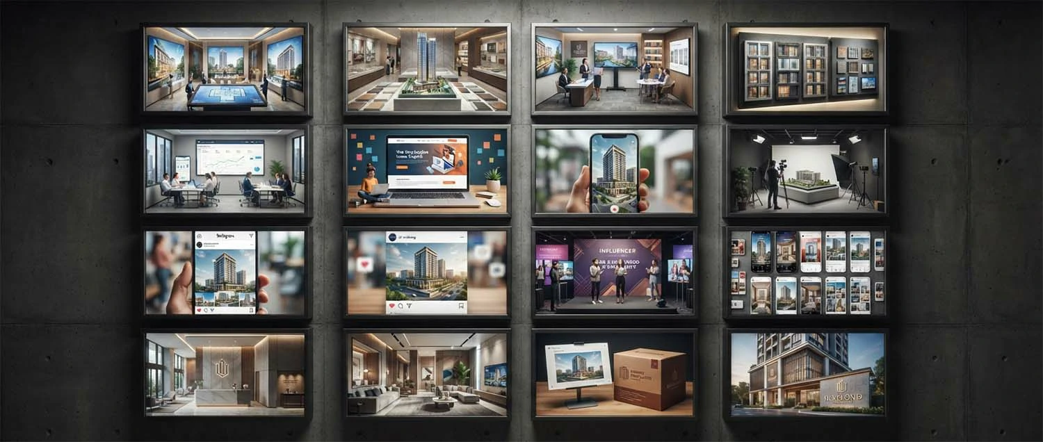 Marketing application examples showing sales gallery display