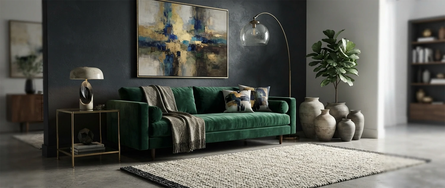 Midjourney-generated interior design concept showing artistic quality