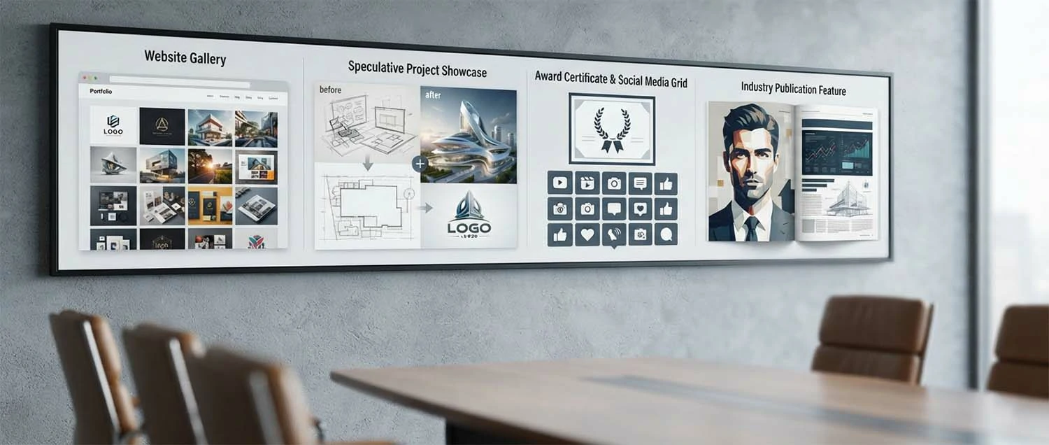 Portfolio building examples showing website gallery
